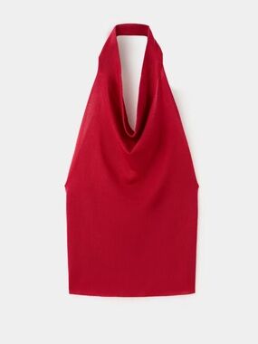 Mango Red Halter Cowl Neck Top